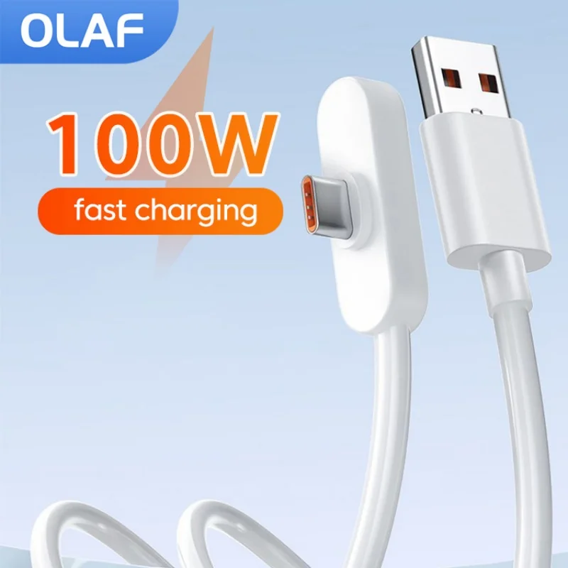 100W Fast Charging L-shaped Data Cable High Speed Data Transfer USB A To Elbow Type C Game Cable USB Type C Cable
