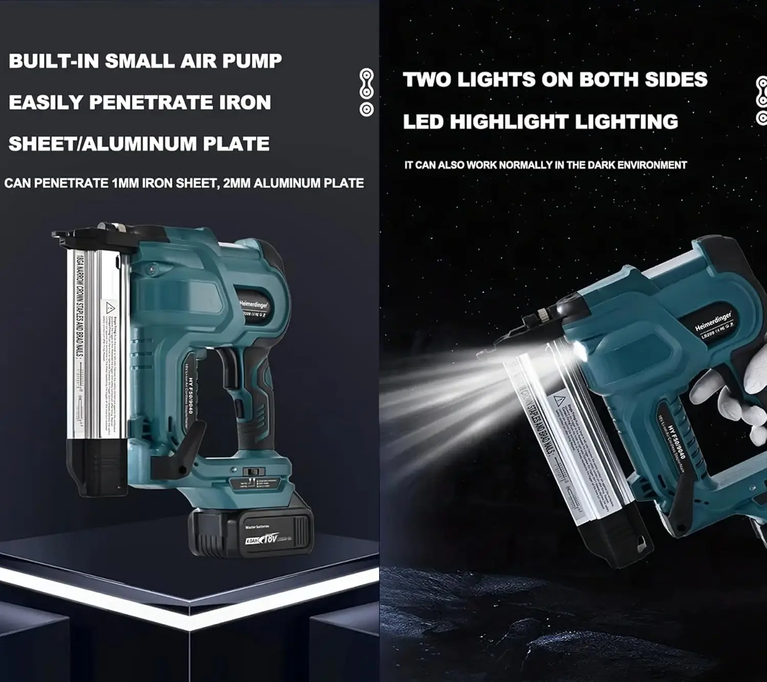 ปืนเล็บไร้สายสําหรับแบตเตอรี่ Makita 18V, ปืนเย็บกระดาษไฟฟ้า 2 ใน 1 ขับเคลื่อนเครื่องตอกตะปู 2 นิ้วสําหรับเบาะและงานไม้, เครื่องมือ