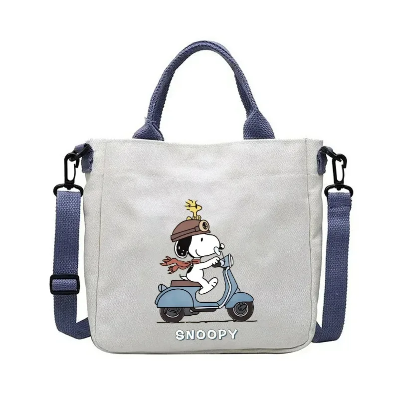 

Snoopy New Canvas Bag Large Capacity Snoopy Riding A Scooter Print Crossbody Shoulder Bag For Women Tote Handbag Shopping Bag