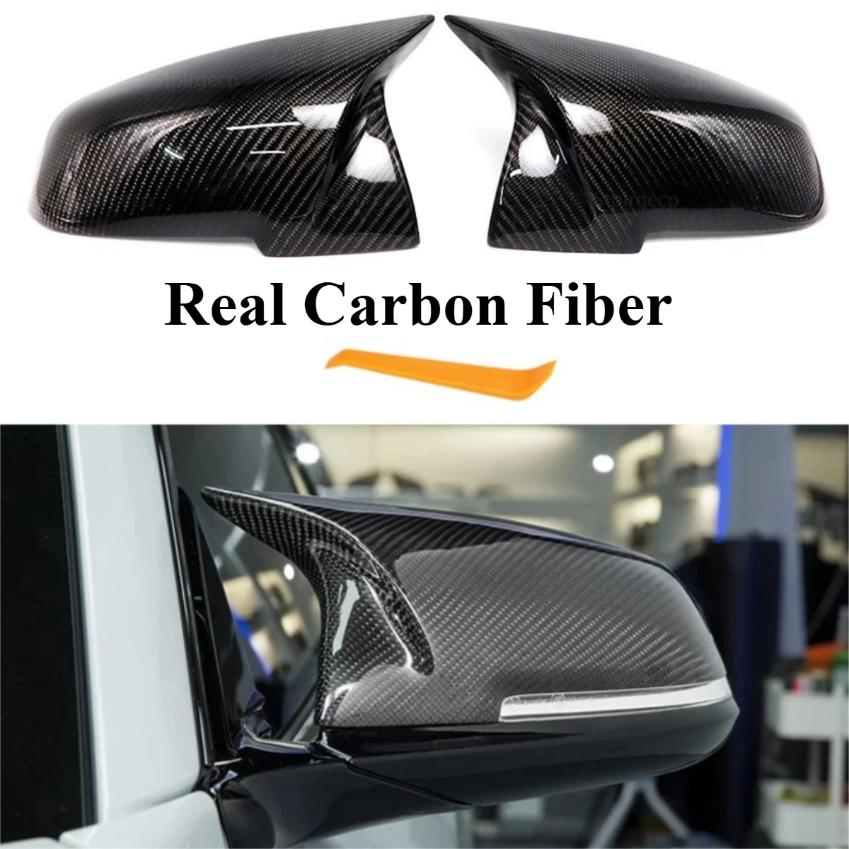 Espelho retrovisor de fibra de carbono real para BMW Série 1, 3, 4, F20, F30, F31, F32, F36 2012+ 320i 328i 330d 335i M3 M4