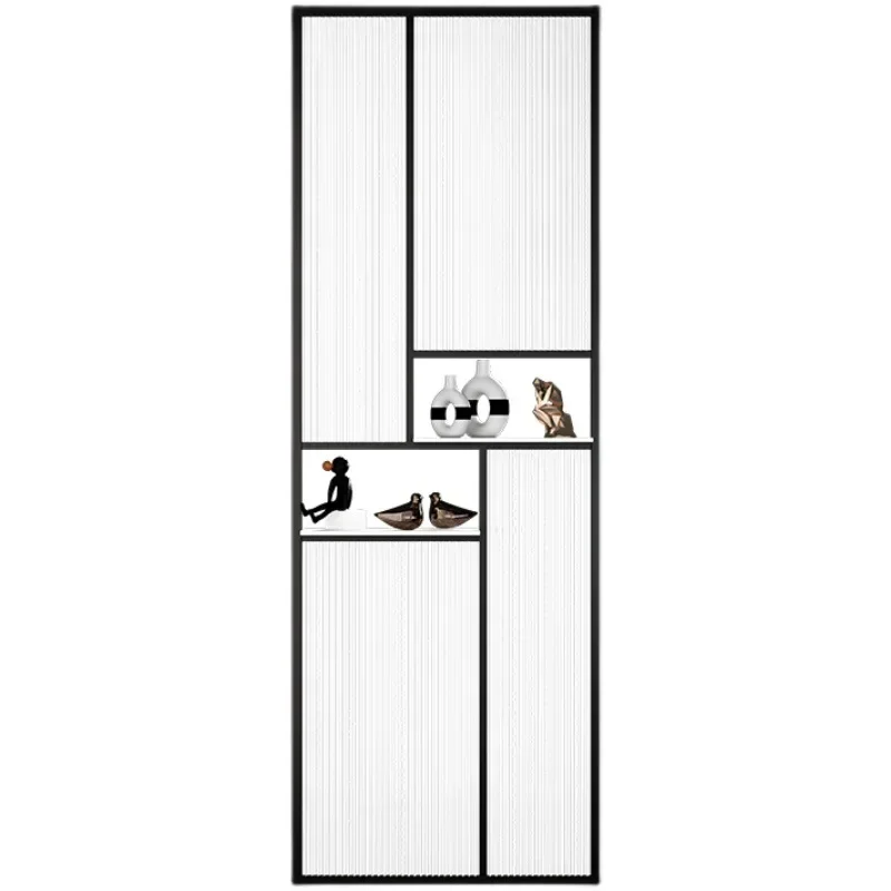 Wrought iron screen, decorative living room, entrance door, artistic light luxury stainless steel, glass partition