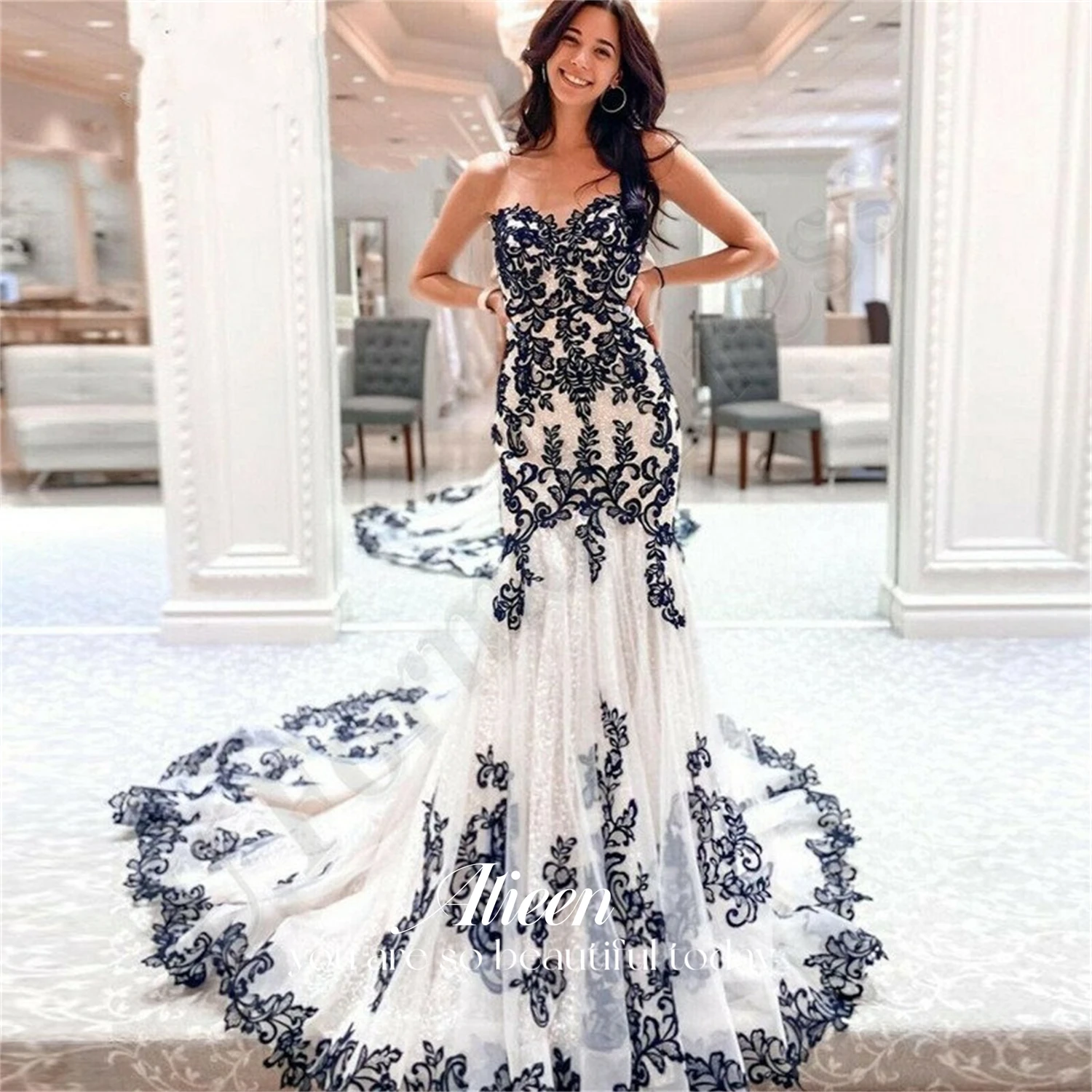 

Aileen Wedding Dress Elegant Gown Mermaid Women's Elegant Dresses for Women Long Dresses for Special Events Black Decal Evening