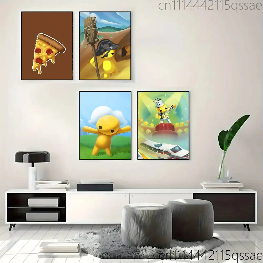 Game W-Wobbly L-Life Rolled Poster Cartoon Wall Art for Nursery Kid Room Playroom Cute Princes Painting Home Room Decor