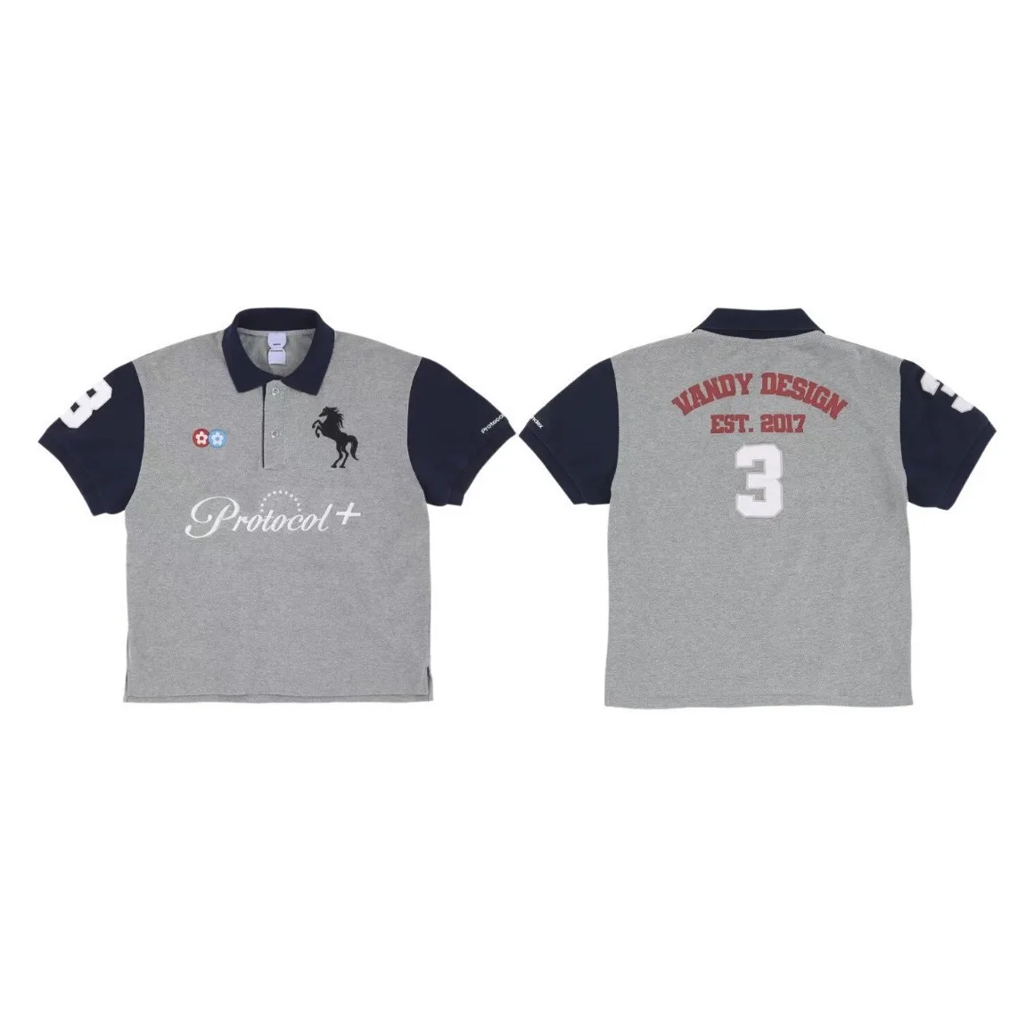 PROJECT G/R Letter Embroidery Warhorse Embroidery Badge Patch Polo Neck Short Sleeve Grailz Protocol Index