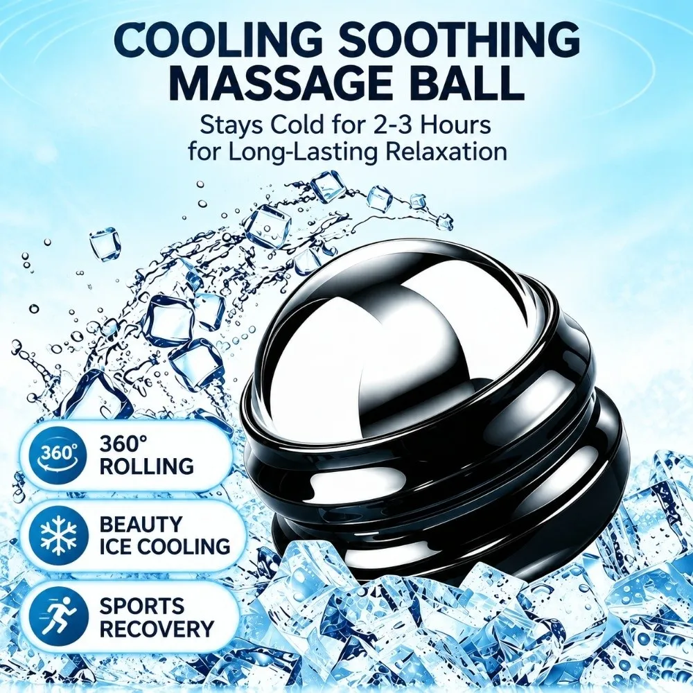 360 Degree Rotating Massage Roller Ball Dual Hot Cold Use Stainless Steel Cold Hot Massage Roller Ergonomic Grip