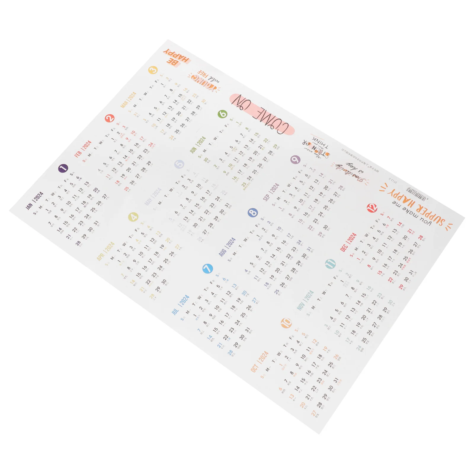 

1 Sheet Monthly Calendar Stickers 2024 Self-Adhesive Planner Decals For Notebook Index Tabs Decorative Schedule Stickers