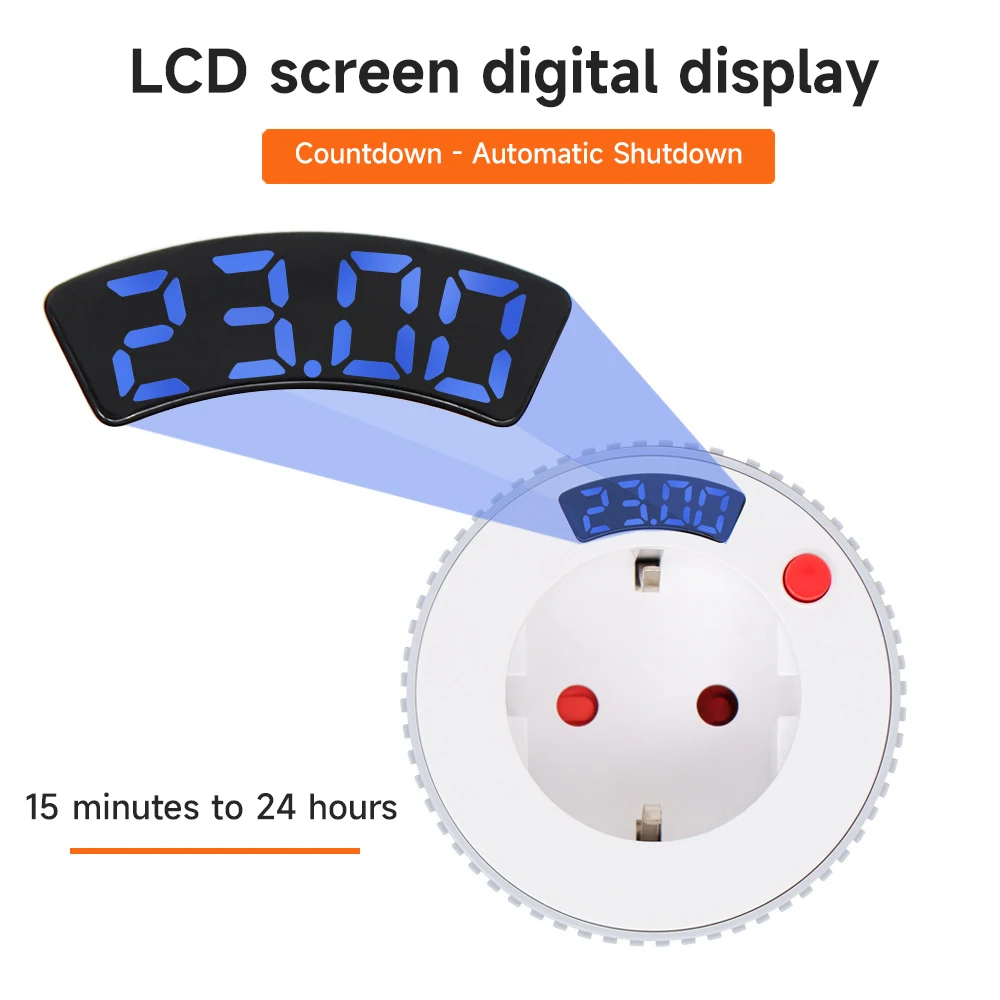 

GEYA LED Display EU plug Digital Countdown Timer Socket with Integrated 1 Min-24H Countdown Silent Timer Rail Socket 16A 3680W