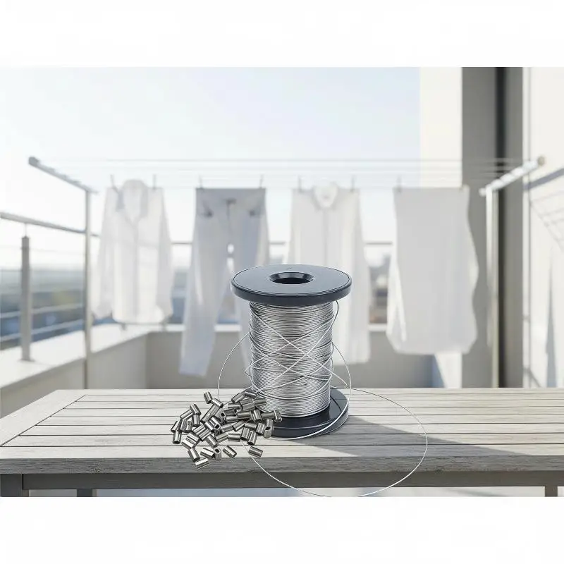 Durable 304 Stainless Steel Wire Rope Kit 30/50/100M with Aluminum Crimps for Garage Shelf Fixing Heavy Item Hanging