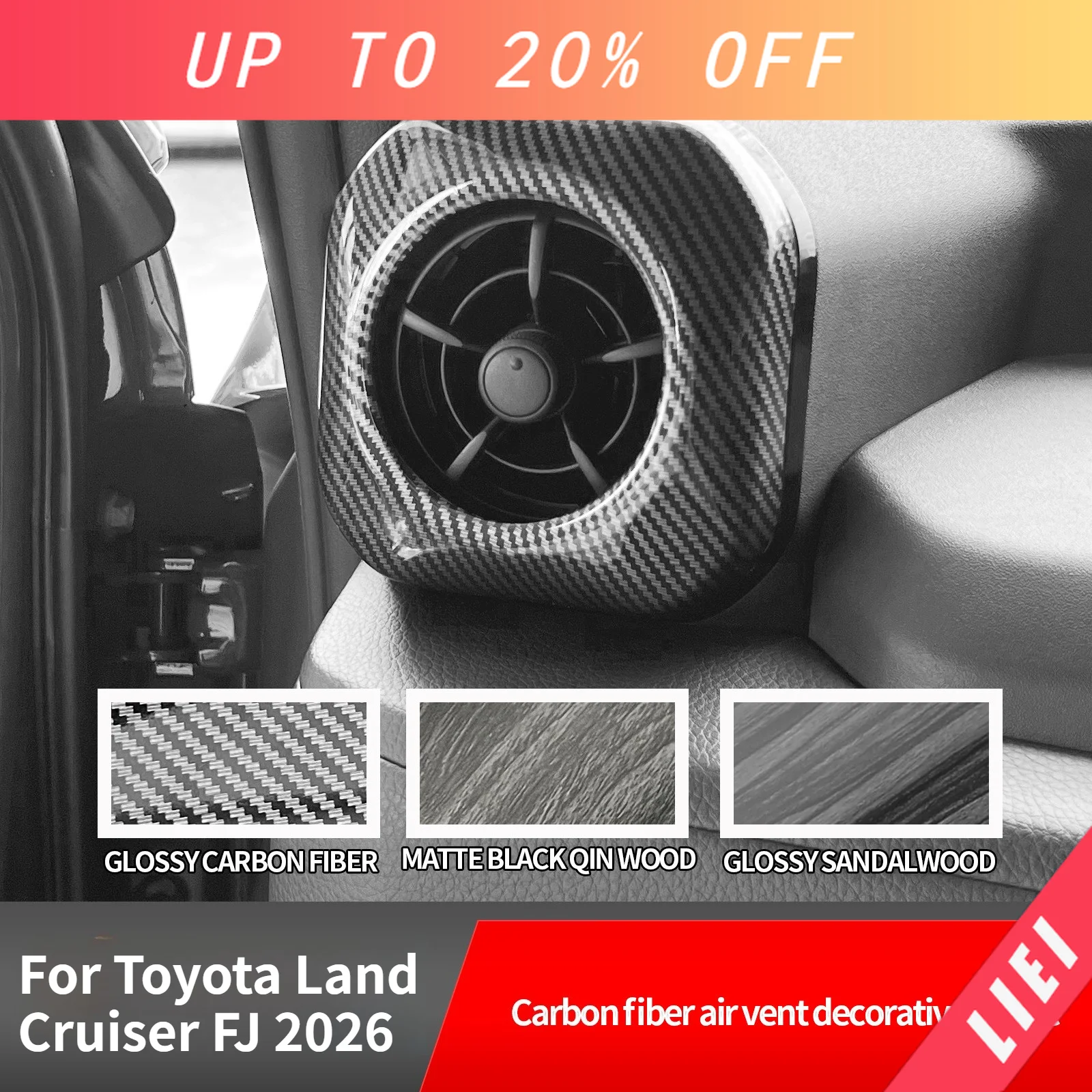 LIEI For Toyota Land Cruiser FJ 2026 Carbon Fiber Texture Central Control Left Right Air Vent Outlet Decorative Frame,Interior P