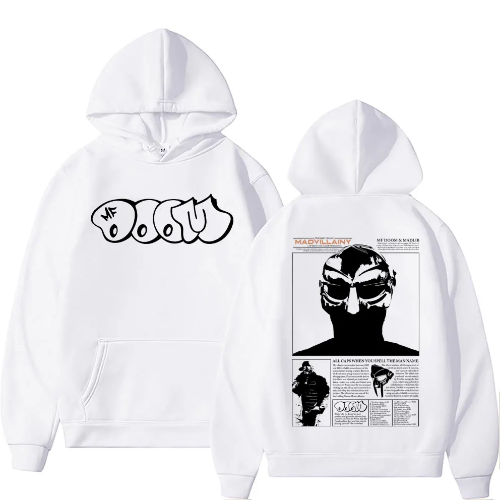 Sudadera con capucha de rapero Mf Doom para hombre y mujer, sudadera con estampado gráfico de álbum de música Madvillainy, sudadera de gran tamaño de Hip Hop, ropa de calle Vintage informal