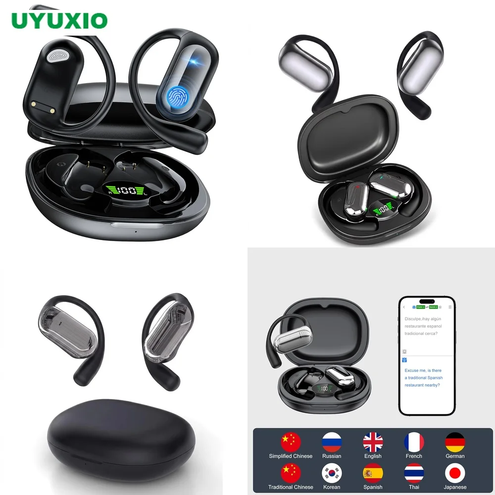 AI Translation Earbuds Open-Ear 4 Modes OWS Earphone No Subscription Real-Time Translation OWS 144 Languages BT 5.4 Pro Fast