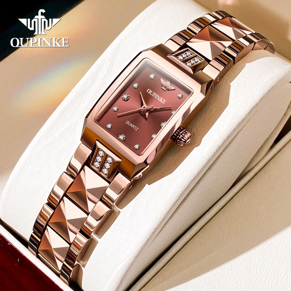 OUPINKE Women's Watches 3246 Trend Fashion Top Brand Swiss Original Quartz Movement Watch for Lady Tungsten Steel Waterproof