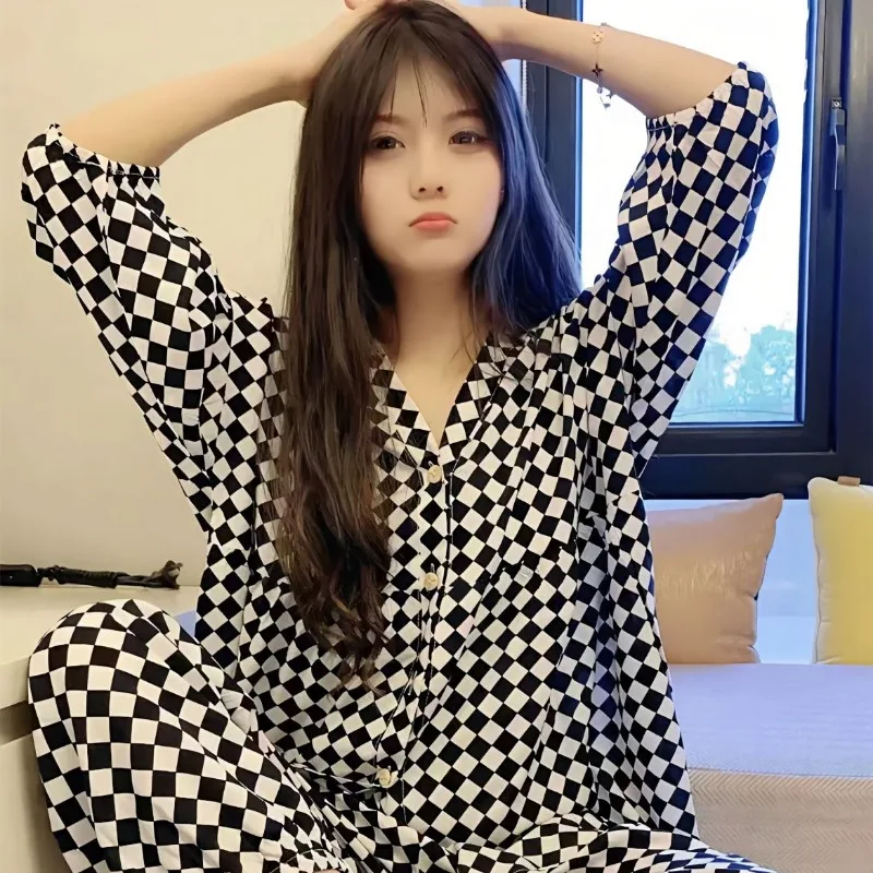 Print Cotton Sleepwear Women Summer Pajamas Sets Big Size Loungewear Homewear Nightwear Loose Korean Fashion Lounge Set