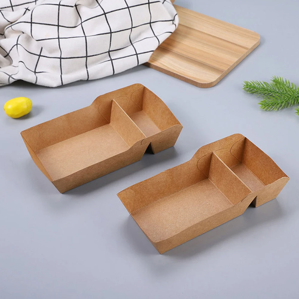 

50pcs Snack Box Nacho Trays Food Holders Party Supplies Paper Cups Ice Cream Drip Proof Chicken Popcorn Disposable Compartment