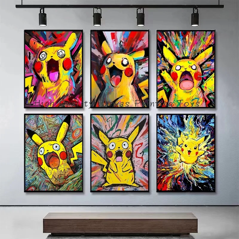 

Abstract Watercolor Pokemon Anime Figures Pikachu Portrait Painting Posters Canvas and Prints Wall Art Picture for Living Room