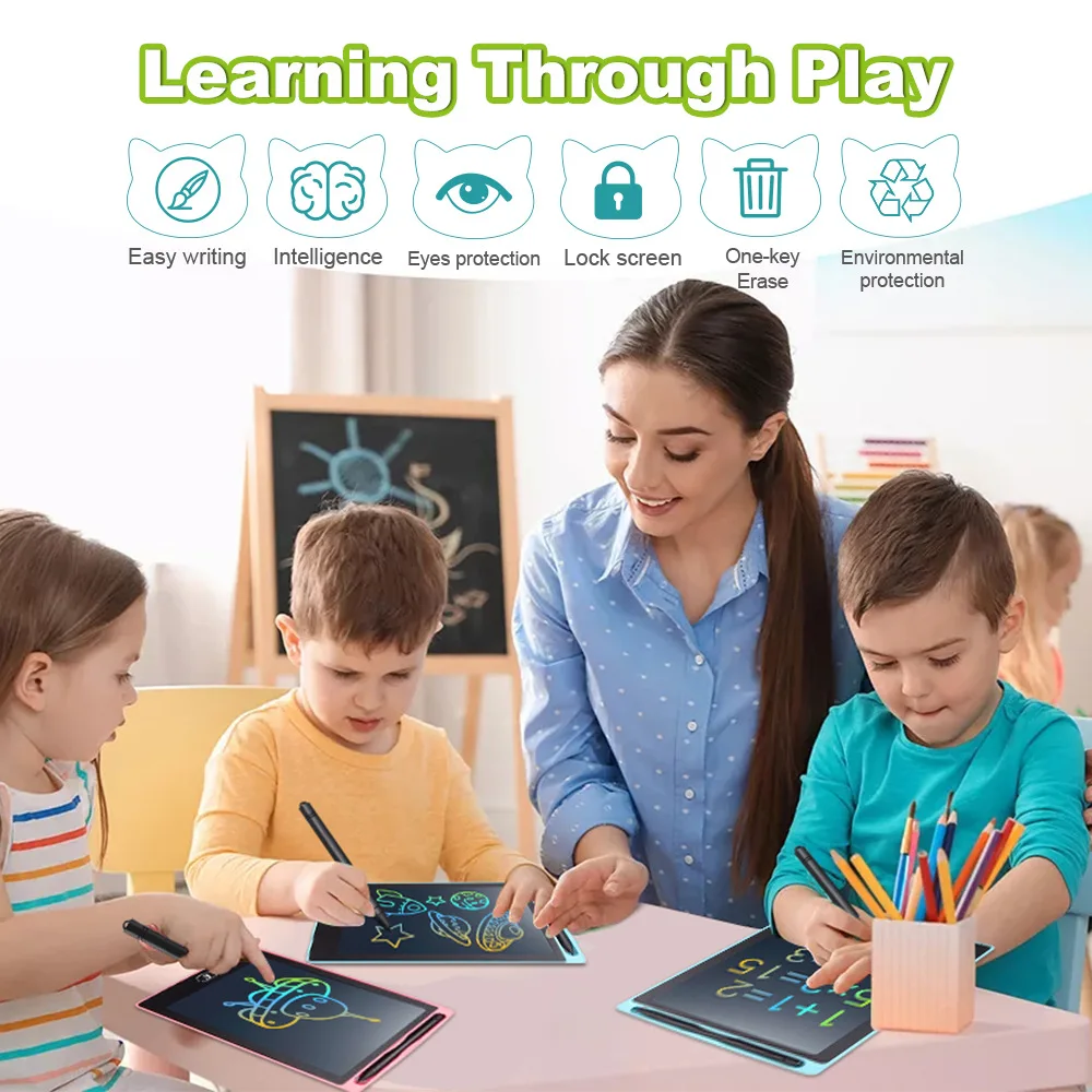 Tablette couleur LCD de 12 pouces, tablette Graffiti, panier d'anniversaire pour bébé, noël, Halloween, rempli de jouets, cadeaux pour enfants