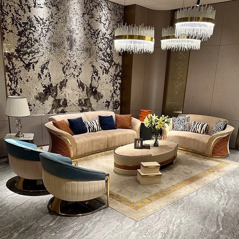 -For Modern  Wood Veneer Microfiber L-Shape Sofa Set Slipcovered Customized Color Size for Living Room Home Office Basement Use*