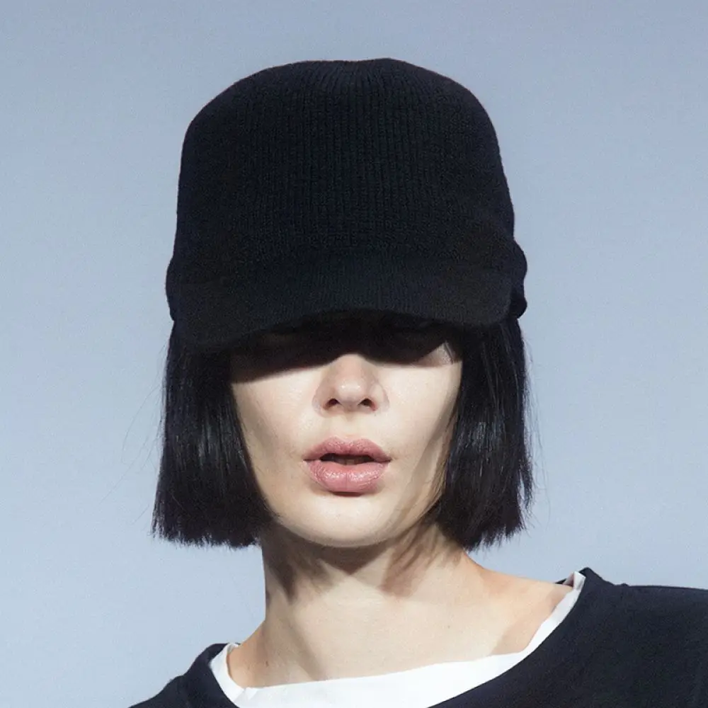 Summer Breathable Knitted Equestrian Cap Women Mesh Hollow Out Flat Top Hat Adjustable Short Curved Brim Sun Protection Hat