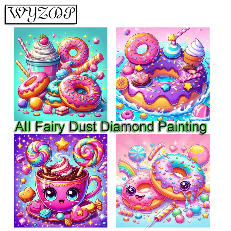 Donut 5D Diy 100% Fairy Dust Diamond Painting Kit Full Square Diamond Embroidery Cross Stitch Gift AB Diamond Art Crystal Docer