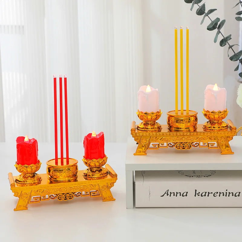 New electric candlesticks worship incense and go to the grave during Spring Festival. Outdoor electronic incense burner candles