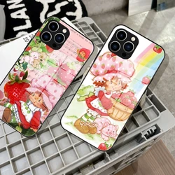 Vintage Strawberry Shortcake Phone Case Tempered Glass For IPhone 15 14 13 12 11 Pro Max Plus Samsung S24 S23 Fe S22 Covers