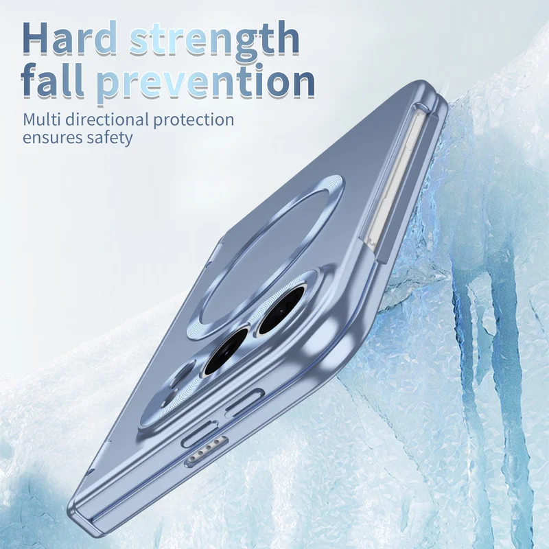 For Magsafe Magnetic Plating Hinge Protection Phone Case With Front Screen Tempered Film For iPhone Ultra Fold 5G Cover