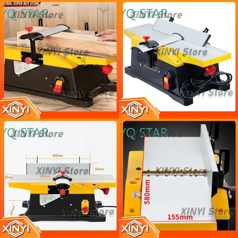 6 Inch 1800W Electric Benchtop Jointer for Woodworking Thicknesser Planer Carving Power Tool Work Table for DIY