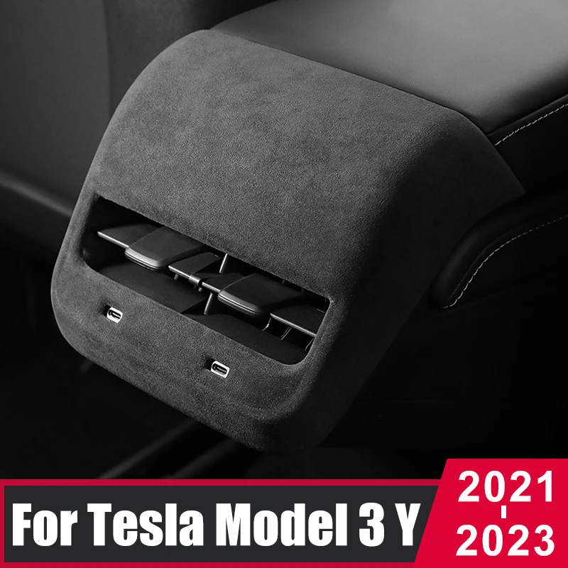 

Для Tesla модель 3 модель Y 2021 2022 2023 кожа AC вентиляционное отверстие крышка автомобиля задний подлокотник коробка кондиционер вентиляционное отверстие отделка рамка