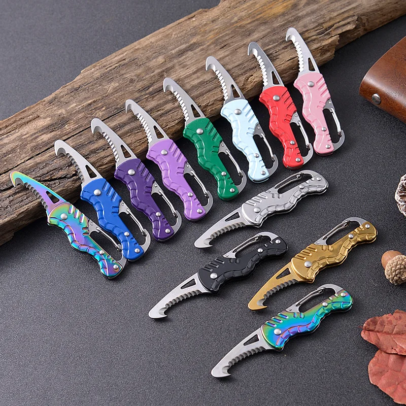 2026 G18 Multifunctional Tool Knife High Hardness Foldable Sawtooth Sharp Keychain Hook Cutting Survival Package