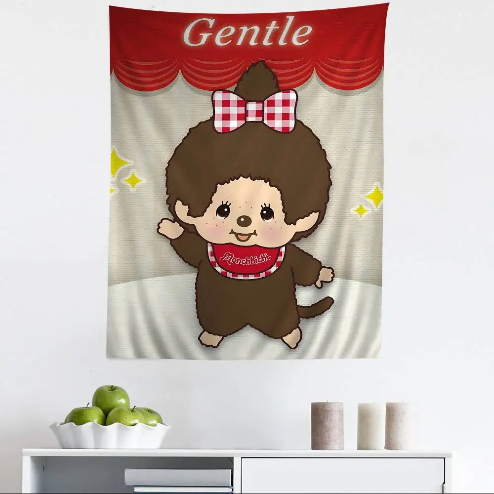 Cute M-monchhichis-s Printed Large Wall Tapestry Art Science Fiction Room Home Decor Decor Blanket