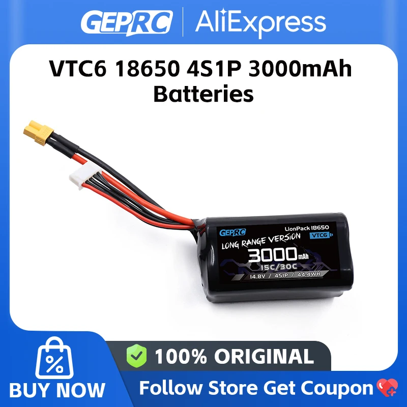 GEPRC VTC6 18650 4S1P 3000mAh Batteries XT30 XT60 Plug Suitable For RC FPV Quadcopter Freestyle Longrange Series Drone