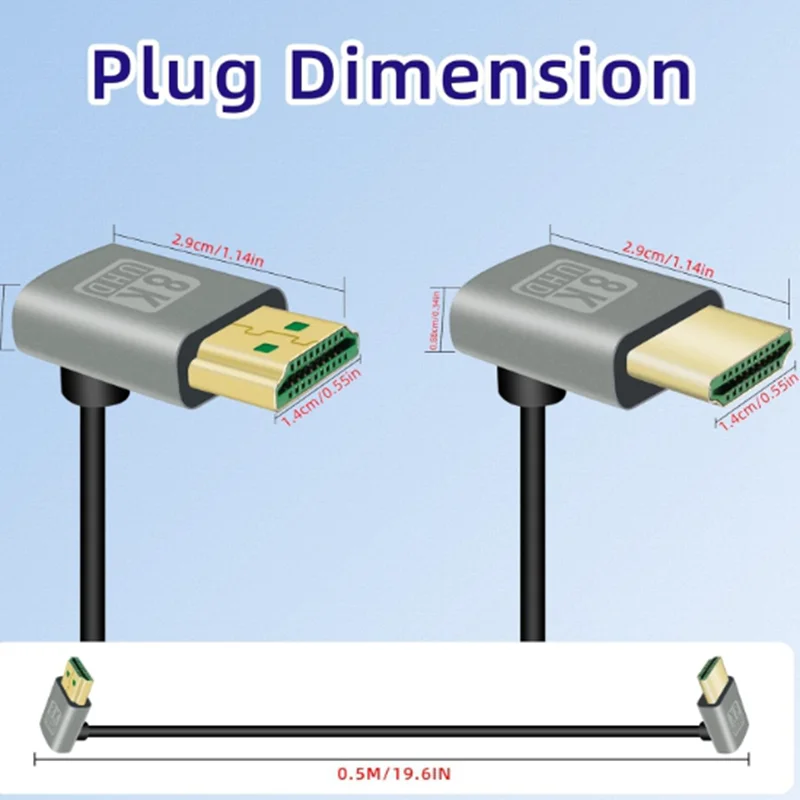 UP Down Left Right 8K HDMI-compatible 2.1 90 Degree 48Gbps High Speed HDMI Male to Male Cable for 4K@120Hz 8K@60Hz 2K@240Hz