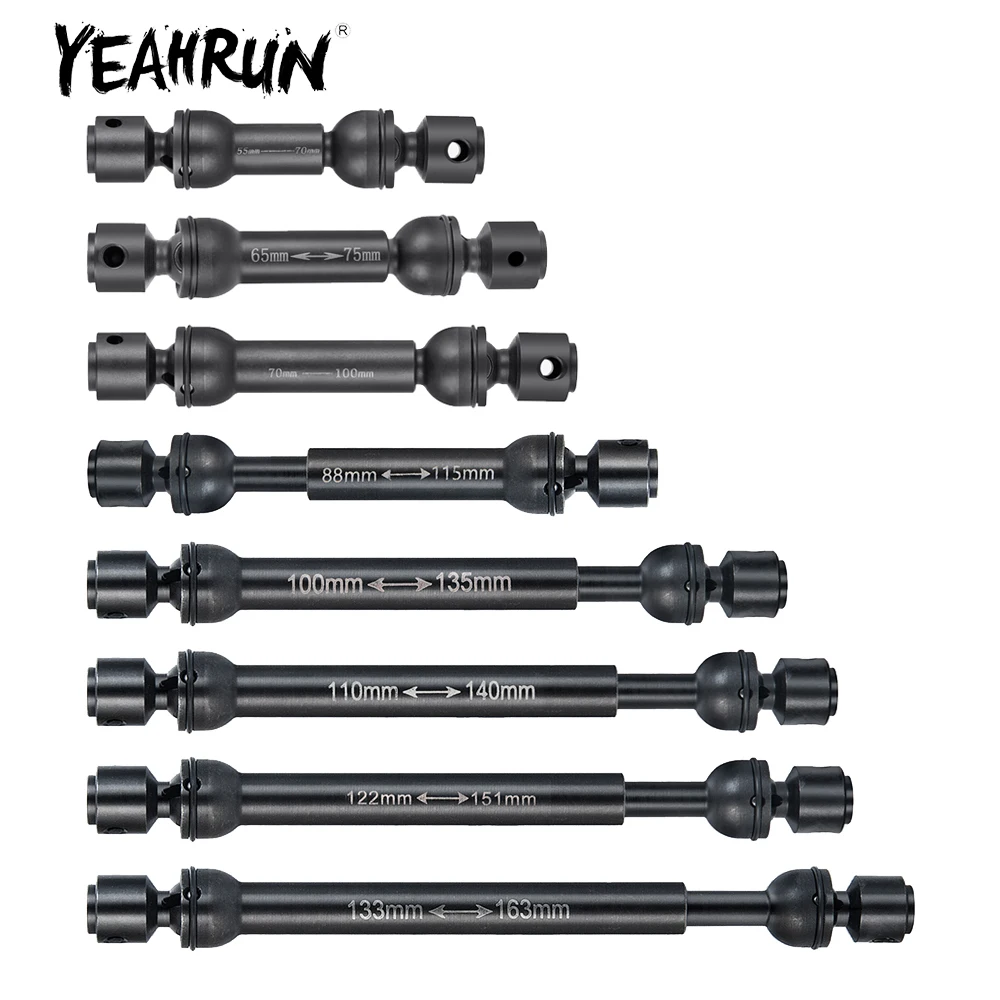 YEAHRUN-Aço Universal Drive Shaft, Peças de Atualização do Modelo do Carro, Axial SCX10 I II III TRX-4 VS4 1:10 RC Rock Crawler