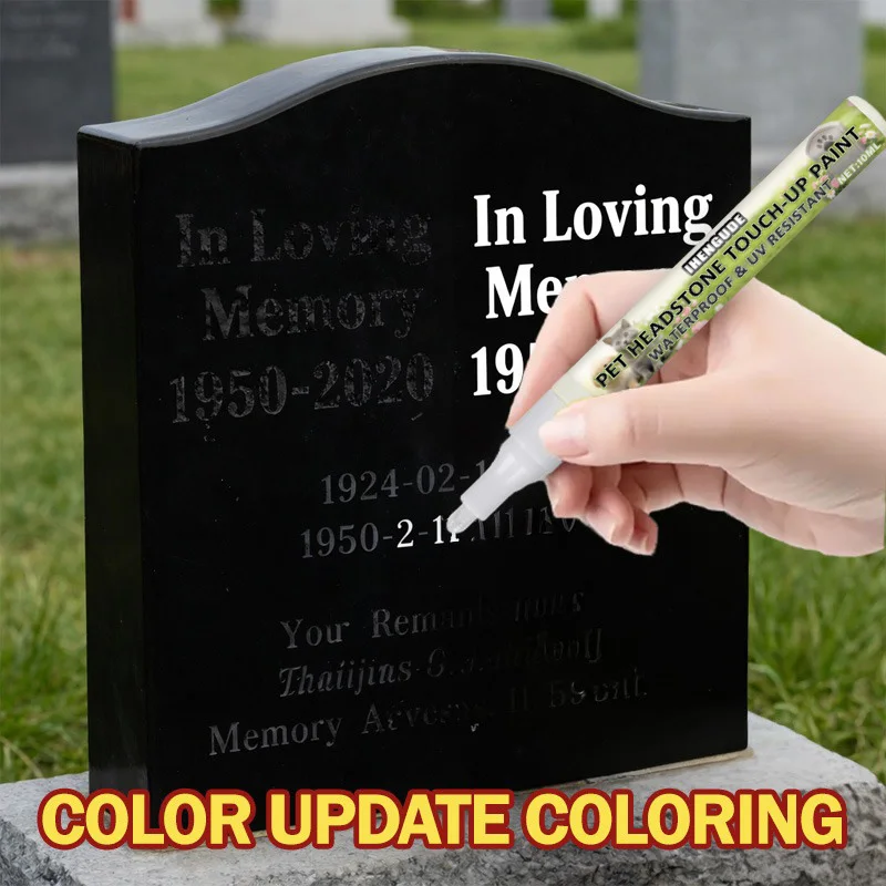 Special Color Restoration Pen for Pet Tombstones — Color Filling and Fixation + Text Restoration | Suitable for Pet Tombstone Inscriptions / Pet Memorial Stone Engravings / Pet Grave Plaque Lettering, Ensuring the Cherished Text Is as Clear as Ever, Resistant to Sun and Rain, Does Not Fade, Precise Color Restoration Without Blurring, a Must-Have for Pet Commemorations