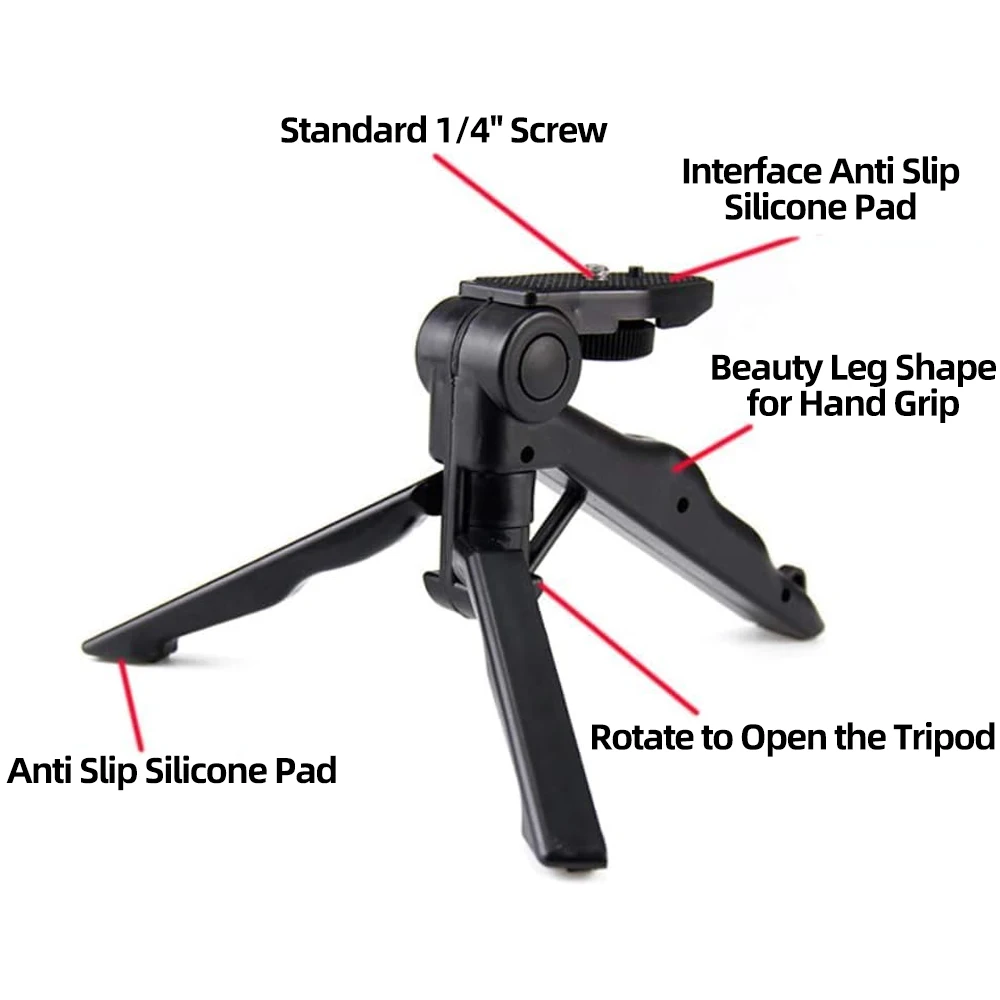 Desktop Tripod Handheld Selfie Stick for GoPro Hero 13 12 11 10 9 SJCAM Insta360 X5 X4 AKASO DJI Osmo Action Camera Accessories