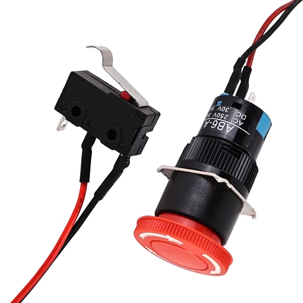 RATTM 3PCS 2pin Micro Limit Switches & 1PCS Emergency Stop for CNC Wood Router 1610/3018 Pro MAX Engraving Cutting Machine