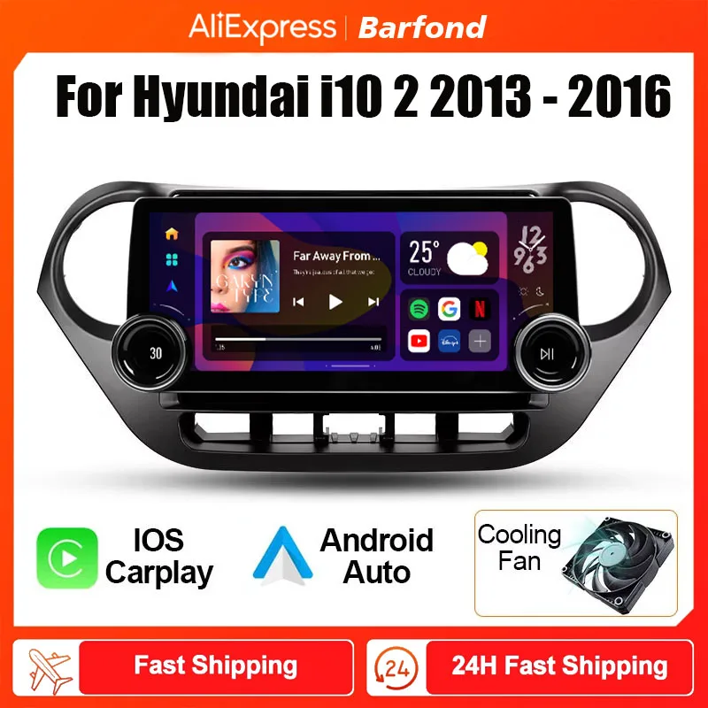 

Автомобильный мультимедийный видеоплеер на Android, экран 12,3 дюйма, для Hyundai i10 2 2013-2016, радио с большим экраном, 2DIN, навигация для Carplay, GPS