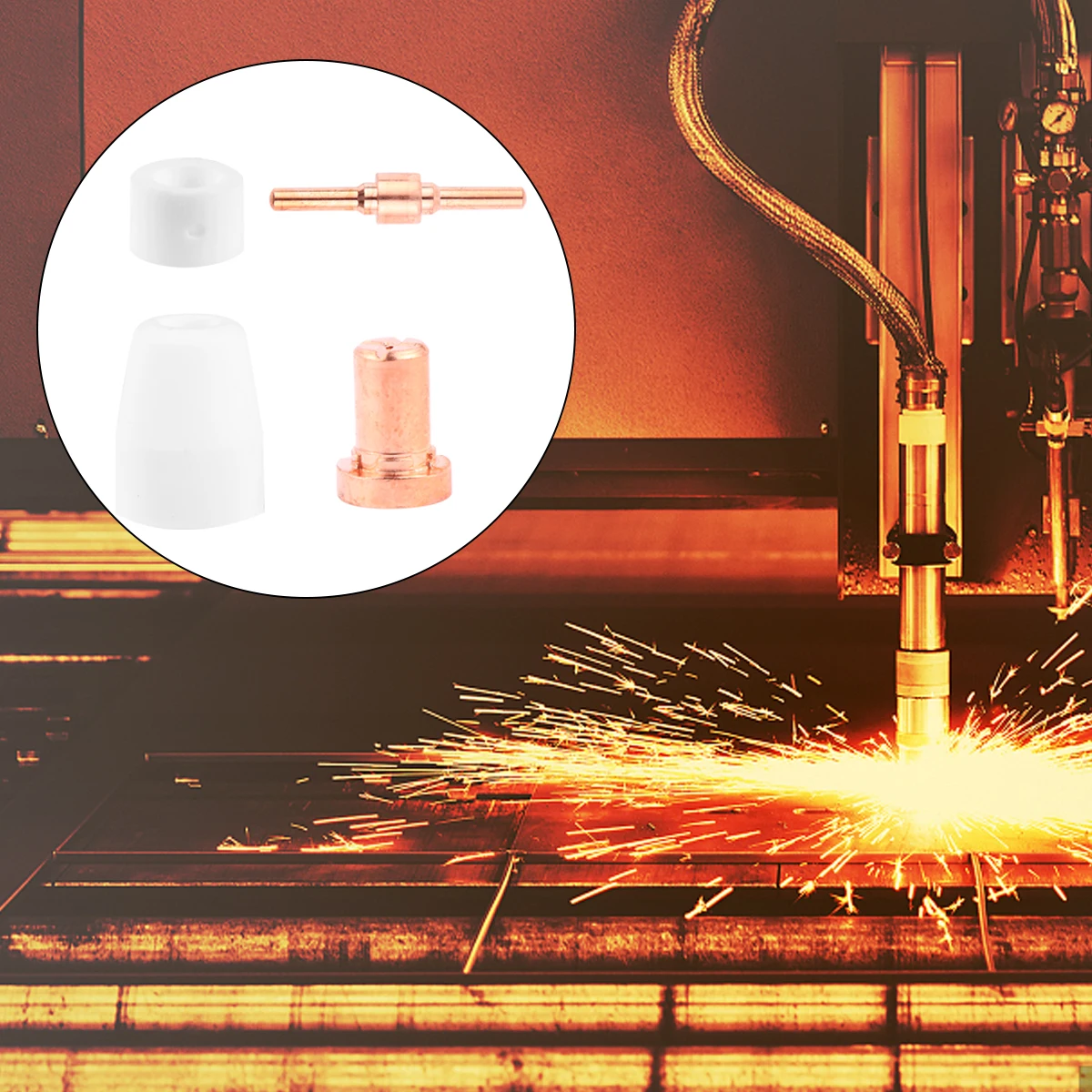 

65 Pcs Plasma Cutting Accessories Insulated Copper Electrode Nozzle Protective Cap Shunt Welding Nozzle Compatibility