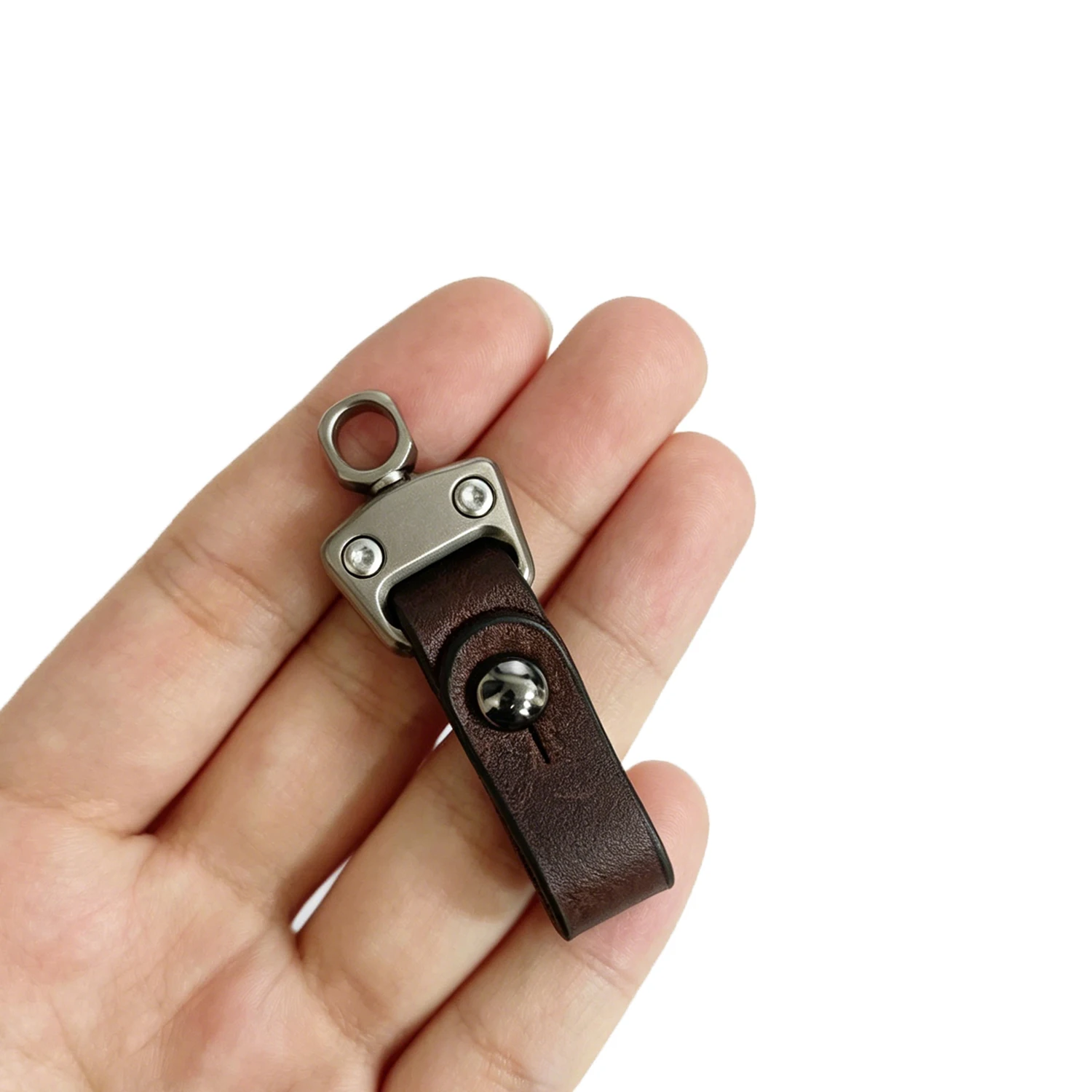 Titanium men's belt buckle，leather keychain