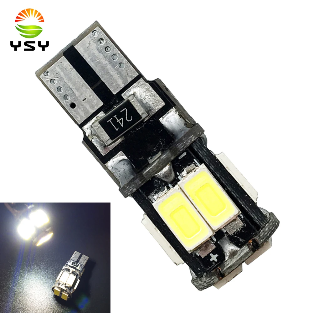 

YSY 500 шт. Автомобильные светодиодные лампы T10 194 W5W Canbus T10 10smd 5630 5730 Светодиодные светильник пы smd t10 canbus