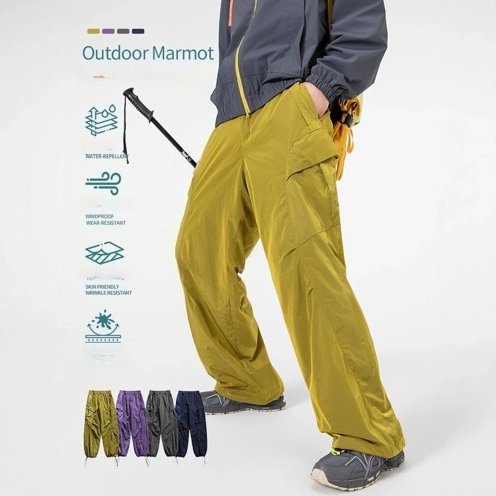 

Уличная металлическая нейлоновая водостойкая легкая спецодежда для пеших прогулок и спорта, повседневные брюки для пар, походные брюки