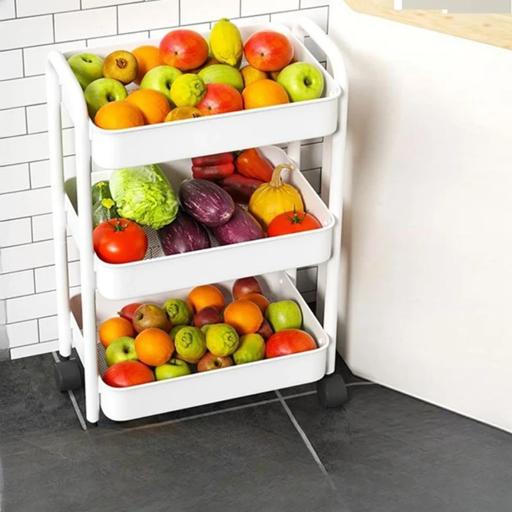 

Kitchen Organizers And Storage Rack Household Cart With Wheels Multifunctional Home Accessories Mobile Rack Trolley Carbon Steel