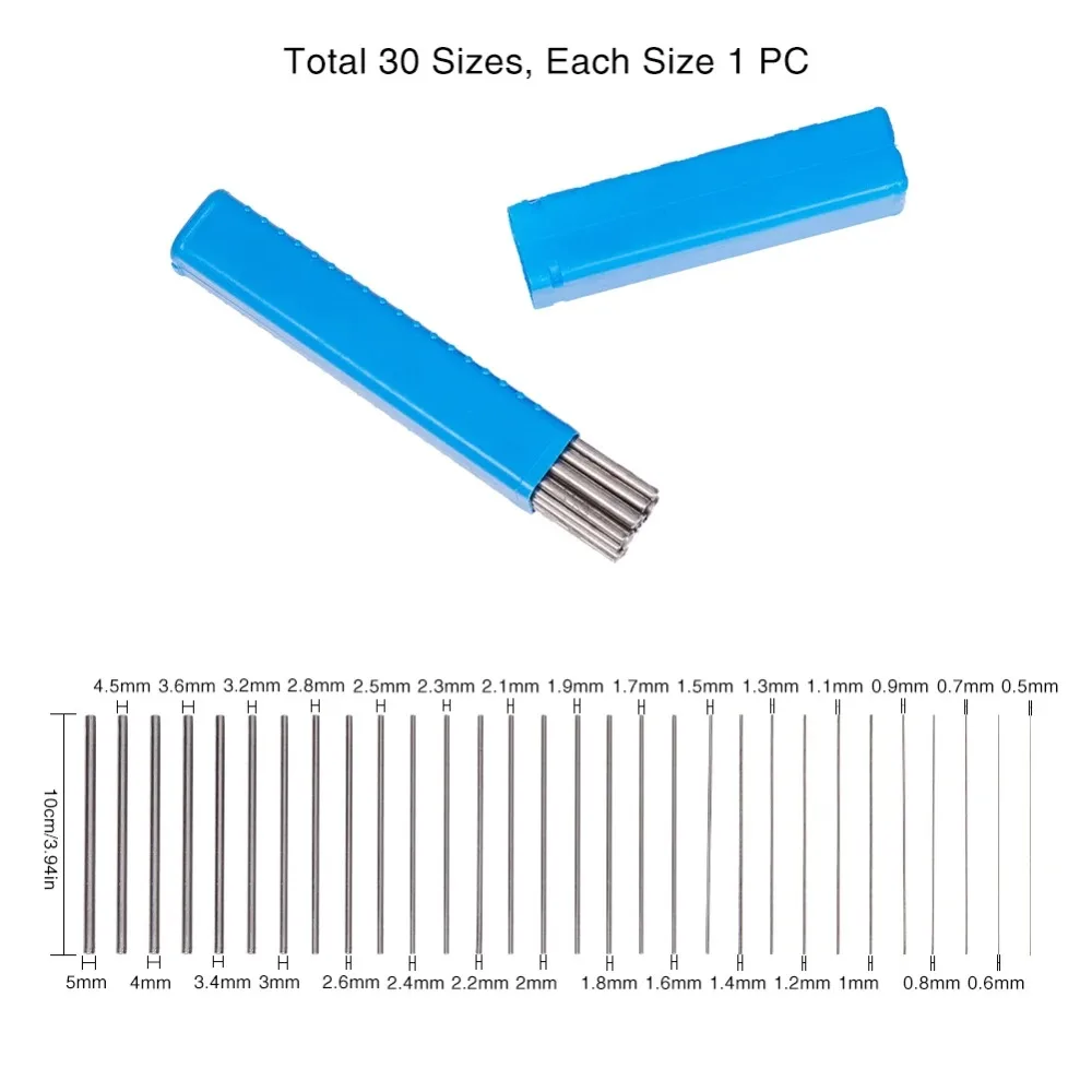30pcs Iron Solid Core Rod Sticks For O Ring Making Tools Jewelry Making Rings Necklace Findings Supplies 0.5~5mm in Diameter