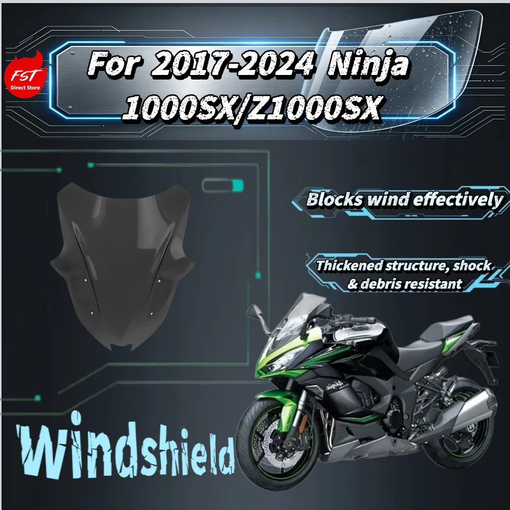 For  NINJA1000SX Z1000SX 2017-2024 Premium Front Windshield Glass Aerodynamic Wind Deflector Visor Parts