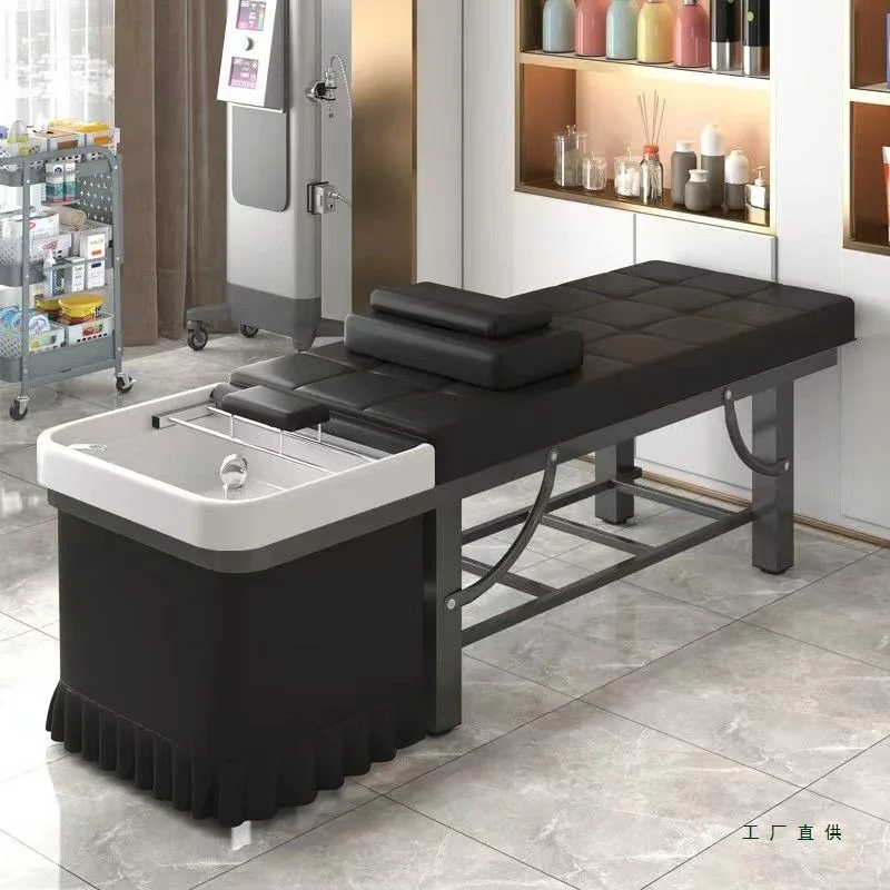 سرير شامبو لصالونات التجميل وتدليك وتبخير الأذن مع سخان مياه ومعالجة الرأس وسرير الحلاقة