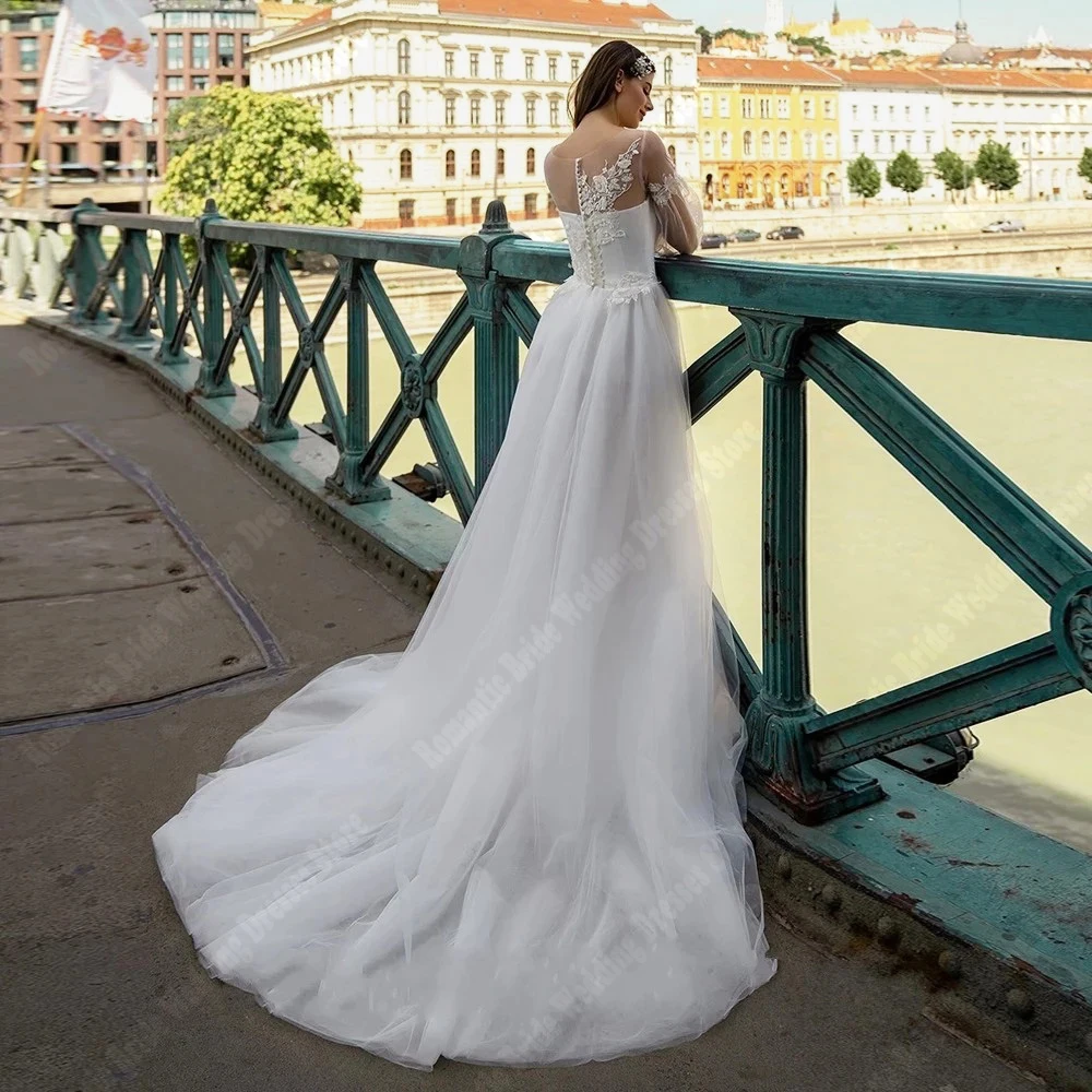 Robes de mariée à manches longues lanterne pour femmes, décalcomanies en dentelle les plus récentes, patients, quel que soit le côté fendu, bohème, dame, éducatif, 2024