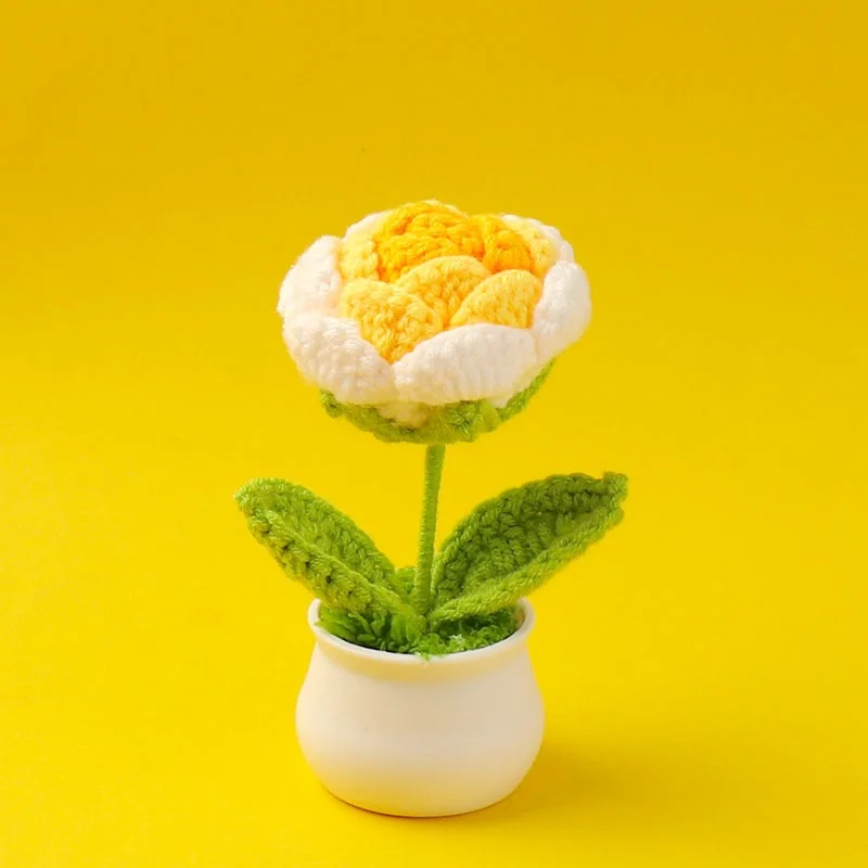 人工バラぬいぐるみ植物完成ニットかぎ針編みブーケテーブル家の装飾ギフトバレンタイン母親の誕生日卒業