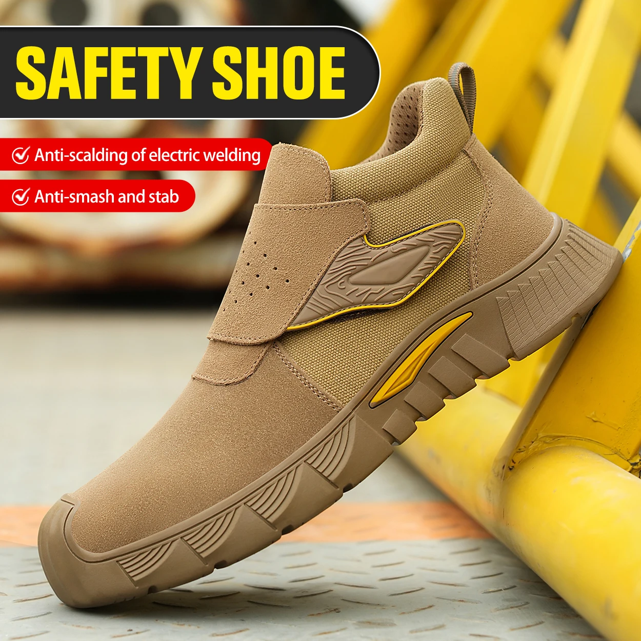 Langlebige Herren-Sicherheitsschuhe, modische Herren-Arbeitsstiefel, durchtrittsichere, stoßfeste, bequeme Fabrik- und Outdoor-Schuhe für Herren – Detail 7