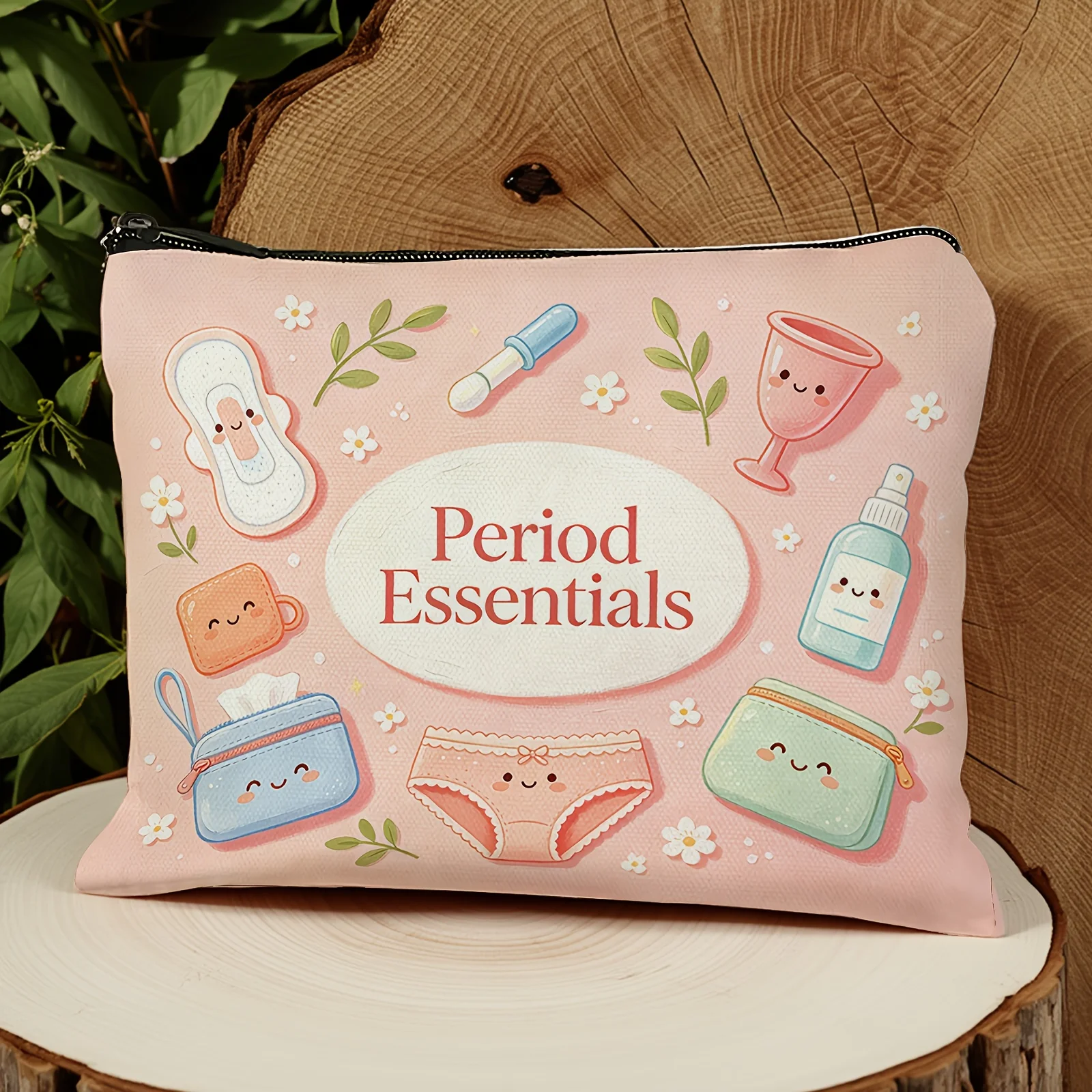 Essential Period Organizer Bag Cute Cartoon Pads Pattern Makeup Bags Travel Washbag Multi Functional Storage Bags Women's Gifts