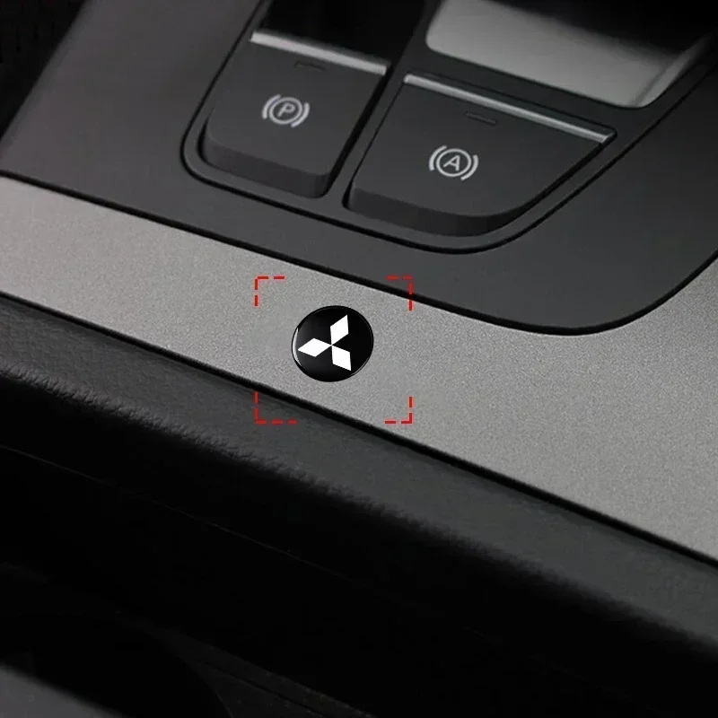 14mm Chiave A Distanza Dell'automobile Distintivo Dell'emblema Pulsante Radio Adesivo Per Mitsubishi Lancer 9 Ex Evo ASX L200 Colt Pajero Sport